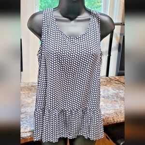 GAP Black and White Ruffled Tank Top M